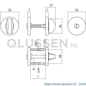 Intersteel Living 3092 WC-sluiting 8 mm kunststof verdekt met nokken diameter 50x7 mm aluminium zwart 0023.309260