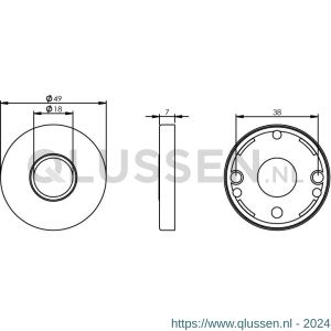 Intersteel 3186 rozet kunststof verdekt diameter 49x7 mm messing zwart 0023.318604