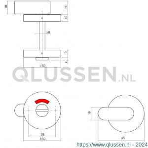 Intersteel Living 3401 WC-sluiting 8 mm staal verdekt diameter 53x10 mm met comfortknop RVS zwart 0023.340160