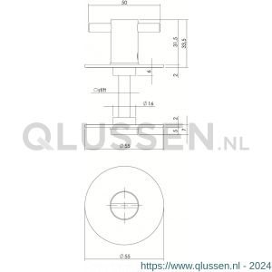 Intersteel Living 3403 WC sluiting 8 mm renovatie zelfklevend diameter 55x2 mm RVS-zwart 0023.340360