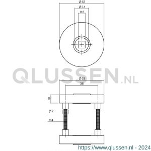 Intersteel Living 3405 rozet massief RVS verdekt met nokken diameter 53x10 mm met 2-weg veerconstructie geheel RVS zwart 0023.340504