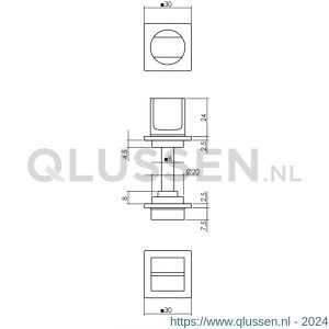 Intersteel Living 3439 WC-sluiting 8 mm minimalistisch zelfklevend vierkant 30x30x2,5 mm RVS zwart 0023.343960