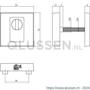 Intersteel Living 3755 SKG3 veiligheids rozet vierkant massief met kerntrek beveiliging en zichtbare bouten RVS-mat zwart 0023.375570