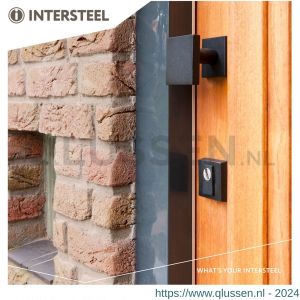 Intersteel Living 3755 SKG3 veiligheids rozet vierkant massief met kerntrek beveiliging en zichtbare bouten RVS-mat zwart 0023.375570