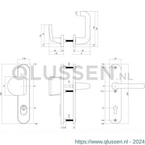 Intersteel Living 3796 SKG3 veiligheids schilden geveerd greep-kruk profielcilindergat 72 mm met kerntrek beveiliging aluminium zwart 0023.379636