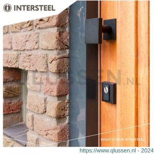 Intersteel Living 3930 voordeurknop vast verkropt vierkant 64/54 éénzijdige montage RVS-mat zwart 0023.393049