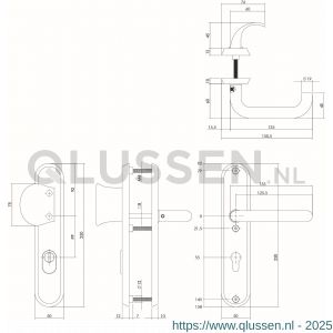 Intersteel Living 3960 SKG3 veiligheids schilden greep-kruk profielcilindergat 55 mm met kerntrek beveiliging zwart-RVS 0023.396029