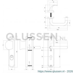 Intersteel Living 3960 SKG3 veiligheids schilden greep-kruk profielcilindergat 92 mm met kerntrek beveiliging zwart-RVS 0023.396049