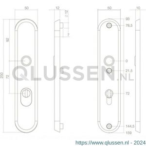 Intersteel Living 3961 SKG3 veiligheids schilden doorgaand profielcilindergat 72 mm met kerntrek beveiliging RVS-mat zwart 0023.396136