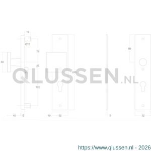 Intersteel Living 3962 SKG3 veiligheids schilden rechthoekig duwer-geen kruk profielcilindergat 72 mm met kerntrek beveiliging RVS-mat zwart 0023.396236