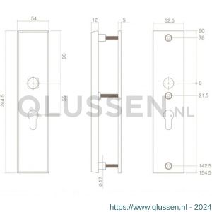 Intersteel Living 3963 SKG3 veiligheids schilden rechthoekig doorgaand profielcilindergat 72 mm met kerntrek beveiliging RVS-mat zwart 0023.396336