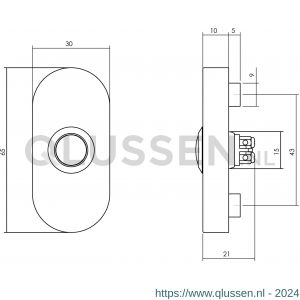 Intersteel Living 3990 beldrukker ovaal verdekt 65x30x10 mm RVS-mat zwart 0023.399026