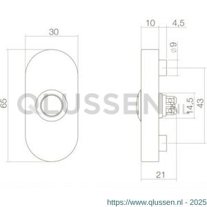 Intersteel Living 3990 beldrukker ovaal verdekt 65x30x10 mm RVS-mat zwart 0023.399026