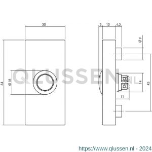 Intersteel Living 3990 beldrukker rechthoekig verdekt 65x30x10 mm RVS zwart 0023.399038