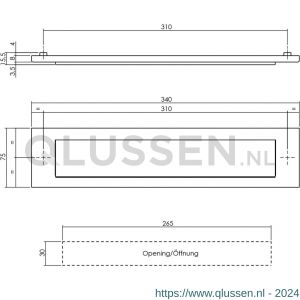 Intersteel Living 4000 briefplaat met klep-regenrand RVS-mat zwart 0023.400002