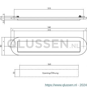 Intersteel Living 4000 briefplaat ovaal met klep-regenrand RVS-mat zwart 0023.400011