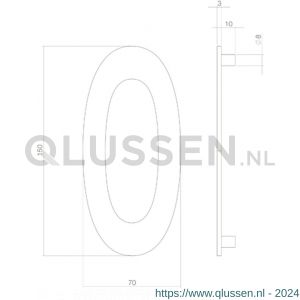 Intersteel Living 4020 huisnummer 0 150 mm RVS-mat zwart 0023.402040