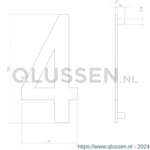 Intersteel Living 4020 huisnummer 4 150 mm RVS-mat zwart 0023.402044