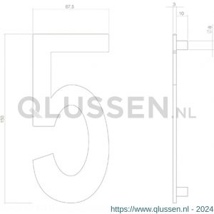 Intersteel Living 4020 huisnummer 5 150 mm RVS-mat zwart 0023.402045