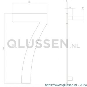 Intersteel Living 4020 huisnummer 7 150 mm RVS-mat zwart 0023.402047