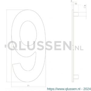 Intersteel Living 4020 huisnummer 9 150 mm RVS-mat zwart 0023.402049