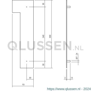 Intersteel Living 4021 huisnummer 1 XL hoogte 300 mm RVS-mat zwart 0023.402111