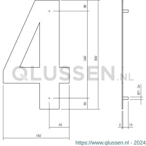 Intersteel Living 4021 huisnummer 4 XL hoogte 300 mm RVS-mat zwart 0023.402114