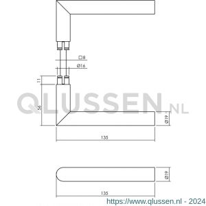 Intersteel Living 4057 set achterdeurbeslag vierkant deurkruk Jura met massieve rozetten RVS mat zwart 0023.405720