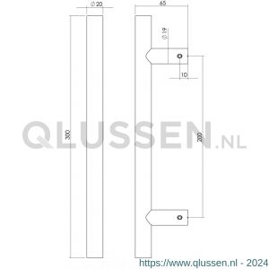 Intersteel Living 4324 deurgreep per stuk T-vorm 300x65x20 mm hart op hart 200 mm mat zwart 0023.432401