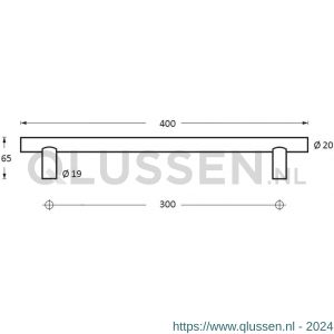 Intersteel Living 4324 deurgreep T-vorm 400x65x20 mm hart op hart 300 mm RVS-mat zwart 0023.432411