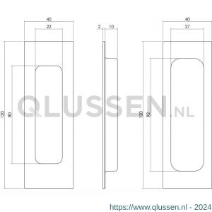 Intersteel Living 4476 schuifdeurkom rechthoek 120x40 mm blind zwart 0023.447691