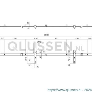 Intersteel Living 4501 schuifdeursysteem 2 meter hangrollen recht 290 mm staal mat zwart 0023.450101