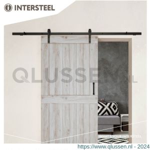 Intersteel Living 4501 schuifdeursysteem 2 meter hangrollen recht 290 mm staal mat zwart 0023.450101