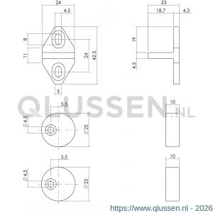 Intersteel Living 4501 set geleide- en afstandhouders voor schuifdeursysteem met bevestiging zwart 0023.450106
