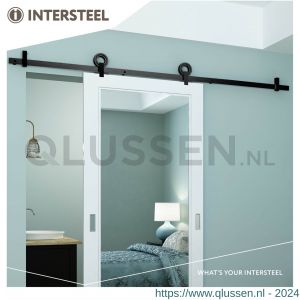 Intersteel Living 4501 schuifdeursysteem 2 meter hangrollen met open wiel 155 mm staal mat zwart 0023.450122