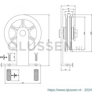 Intersteel Living 4501 set van 2 rollers spaakwiel 170 mm voor schuifdeursysteem 450120 met bevestiging staal mat zwart 0023.450131