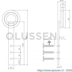 Intersteel Living 4501 set van 2 rollers open wiel 255 mm voor schuifdeursysteem 450123 met bevestiging staal mat zwart 0023.450135
