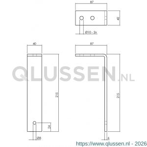 Intersteel Living 4501 set van 5 plafondbeugels 216 mm voor schuifdeursysteem 2 m staal mat zwart 0023.450150