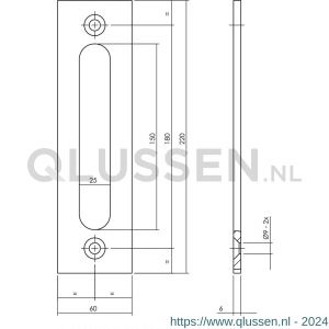 Intersteel Living 4501 schuifdeurkom opschroevend 220x60x6 mm zwart 0023.450161