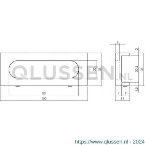Intersteel Living 4501 schuifdeurkom opschroevend 100x38 mm voor aluminium schuifdeur Cubo zwart 0023.450162