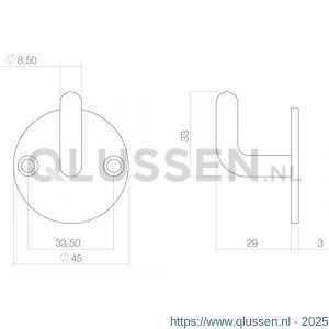 Intersteel Living 6950 jashaak rond op achterplaat diameter 45 mm zwart 0023.695031