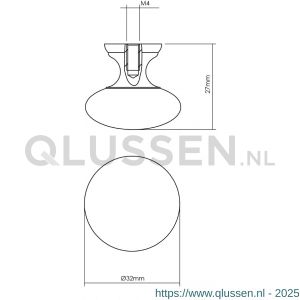 Intersteel Living 8478 meubelknop paddenstoel diameter 32 mm zwart 0023.847812