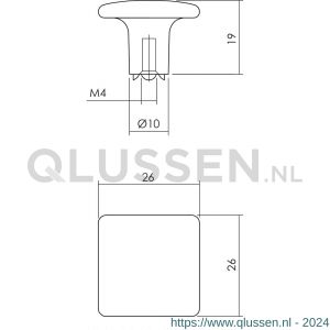 Intersteel Living 8478 meubelknop vierkant vlak 26x26 mm zwart 0023.847875