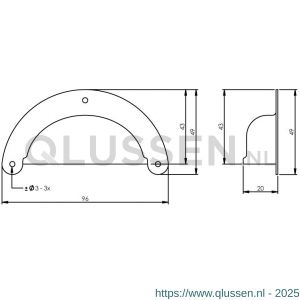 Intersteel Living 8810 schelpgreep 96x43 mm zwart 0023.881041