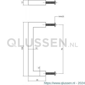 Intersteel Living 8927 meubelgreep vierkant 12x12x108 mm boormaat 96 mm zwart 0023.892700