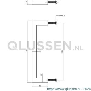 Intersteel Living 8927 meubelgreep vierkant 12x12x140 mm boormaat 128 mm zwart 0023.892701