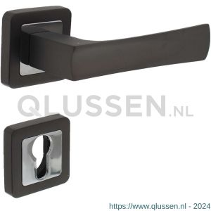 Intersteel Living 1723 deurkruk Candy op vierkant rozet antraciet-chroom met PC rozetten vastdraaibaar geveerd 0026.172305