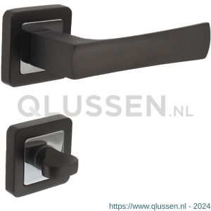 Intersteel Living 1723 deurkruk Candy op vierkant rozet antraciet-chroom met WC rozetten 8 mm vastdraaibaar geveerd 0026.172310