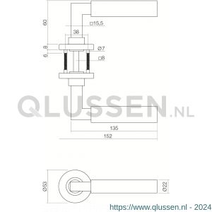 Intersteel Essentials 0379 deurkruk Baustil op geveerde stalen rozet met nokken diameter 53x8 mm RVS EN 1906/4 0035.037902