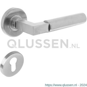 Intersteel Living 0379 deurkruk 0379 Bau-stil op rozet rond staal met 7 mm nok met profielcilindergat plaatje RVS 0035.037905